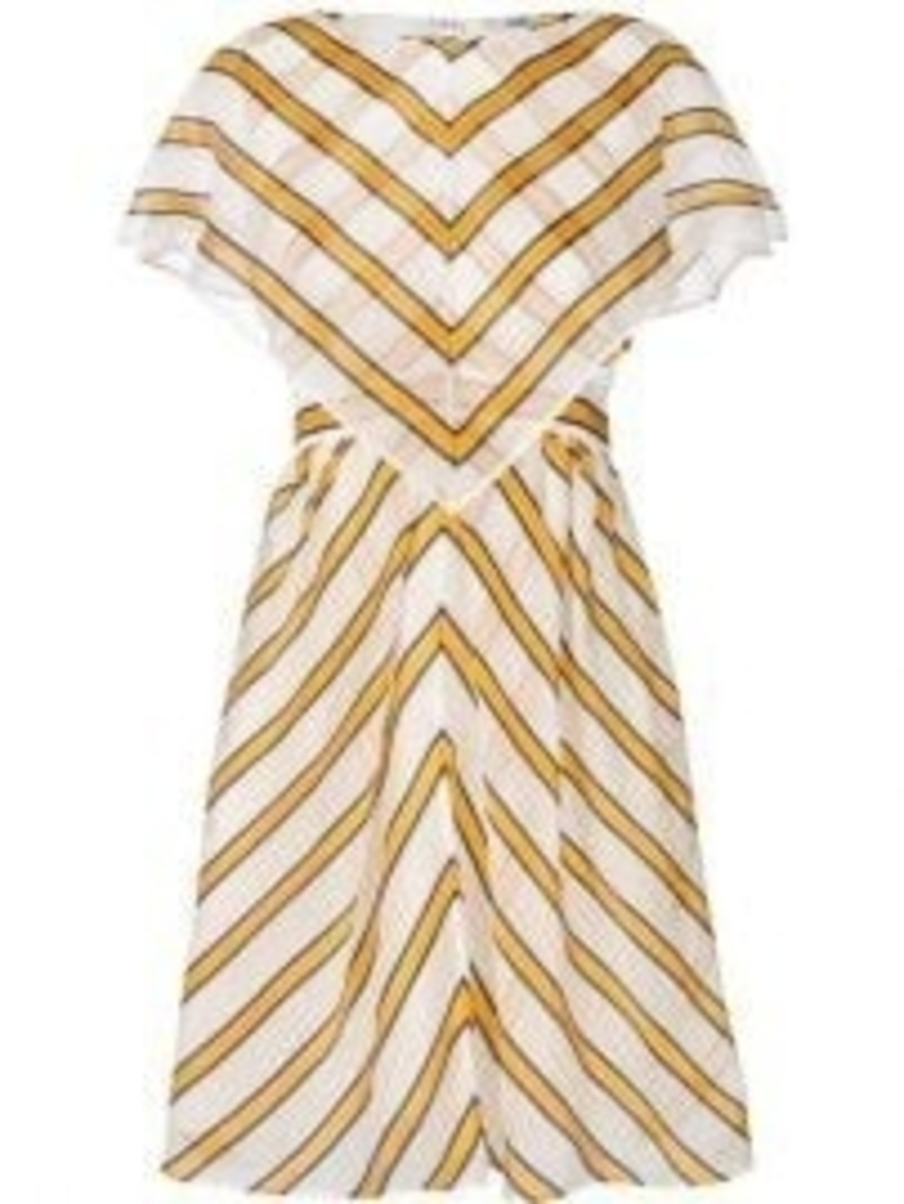 Fendi Striped V-Neck Midi Dress in Ivory and Mustard
